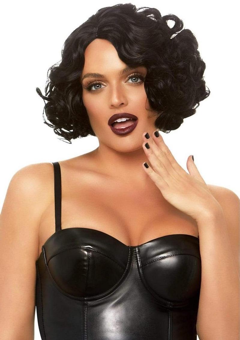 Leg Avenue Curly Bob Wig - Black - One Size