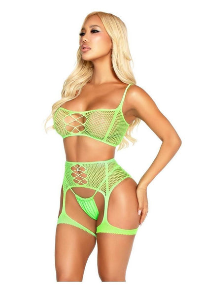 Leg Avenue Fishnet Bra Top And Garter Harness 1