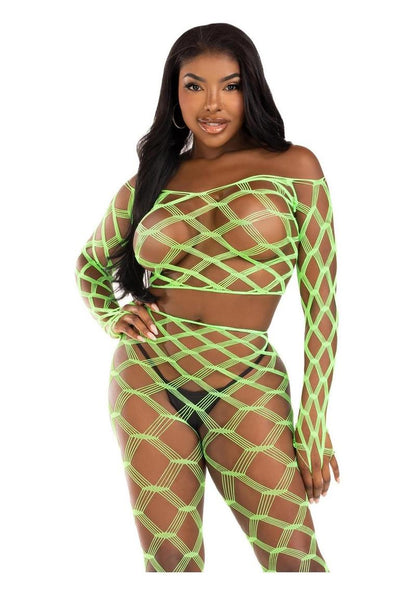 Leg Avenue Hardcore Net Crop Top and Footless Tights
