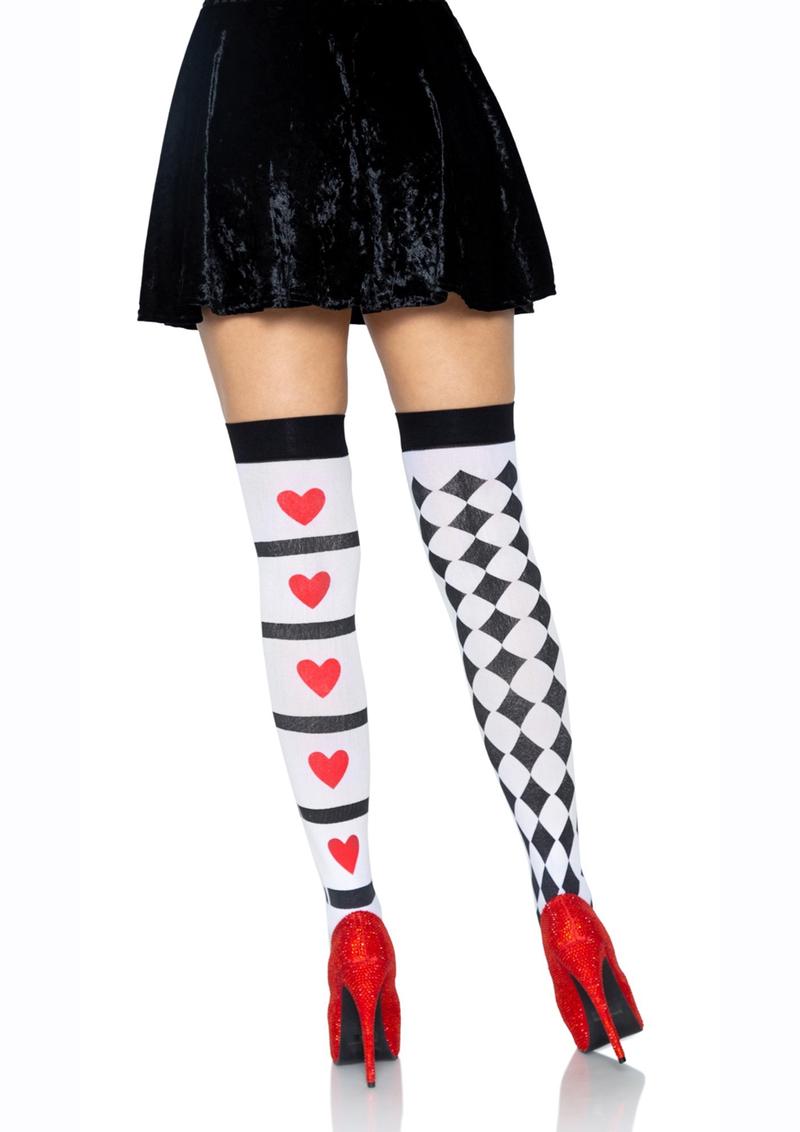 Leg Avenue Harlequin and Heart Thigh High