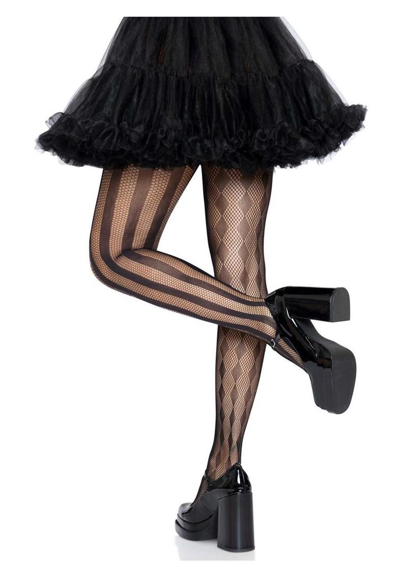 Leg Avenue Harlequin Net Tights - Black - One Size