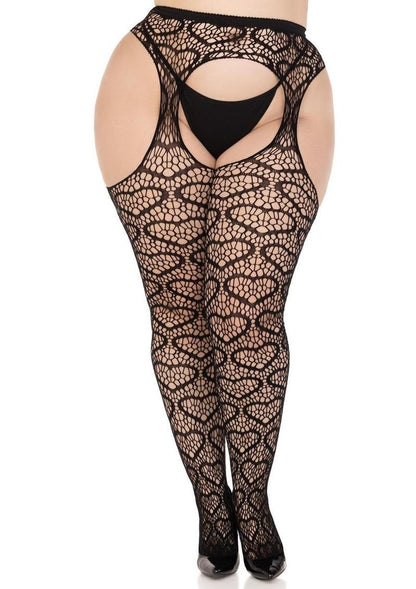 Leg Avenue Heart Net Suspender Hose