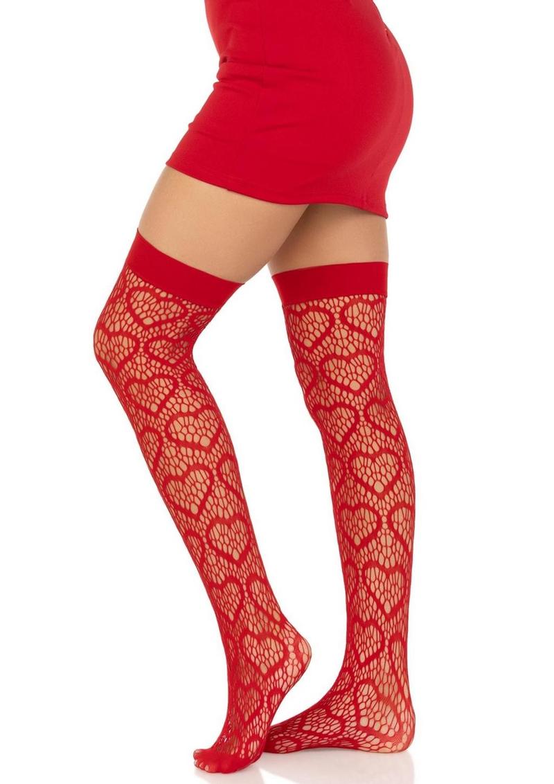 Leg Avenue Heart Net Thigh Highs