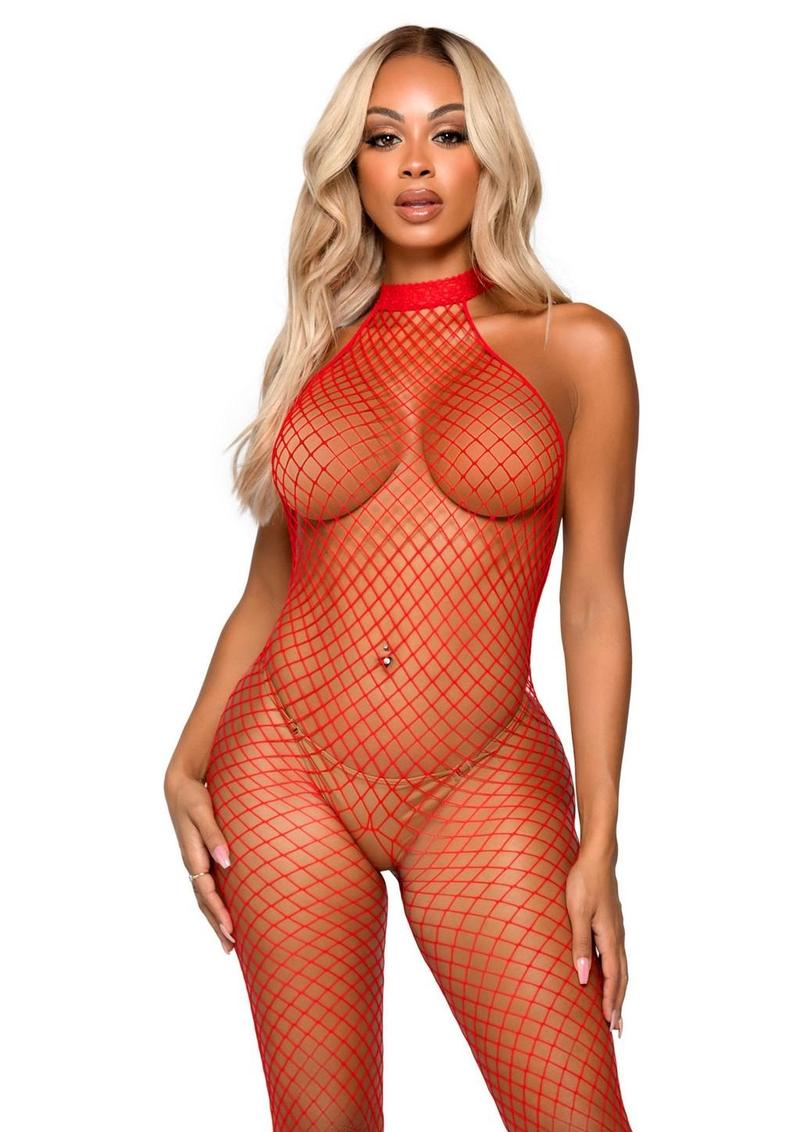 Leg Avenue Industrial Net Racer Neck Backless Bodystocking