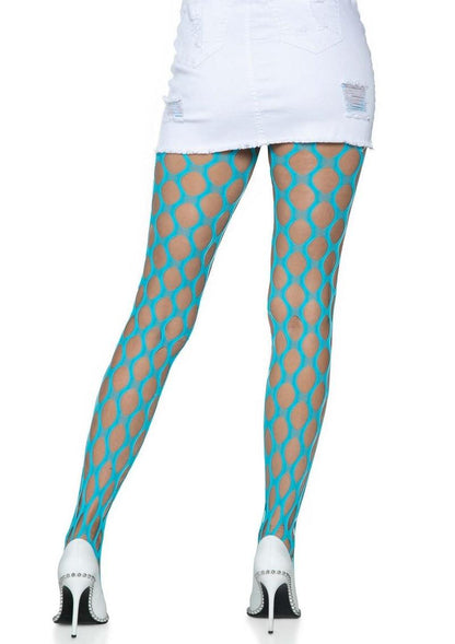 Leg Avenue Jumbo Pothole Net Tights - Blue/Neon Blue - One Size