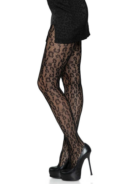 Leg Avenue Leopard Net Tights - Animal Print/Black - One Size