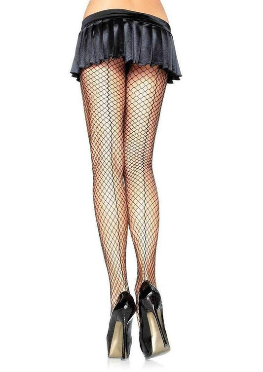 Leg Avenue Lycra Industrial Net Panty Hose with Seam Back - Black - One Size