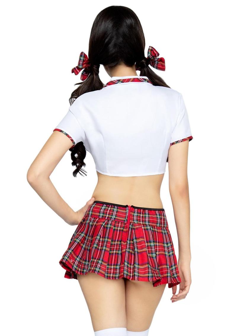 Leg Avenue Miss Prep School - Red/White - Large/Medium - 4 Piece Set