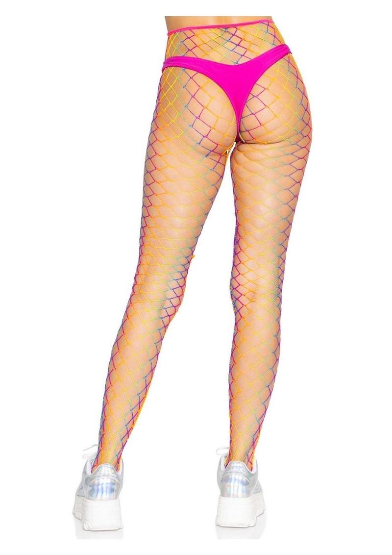 Leg Avenue Ombre Rainbow Woven Net Tight - Multicolor - One Size