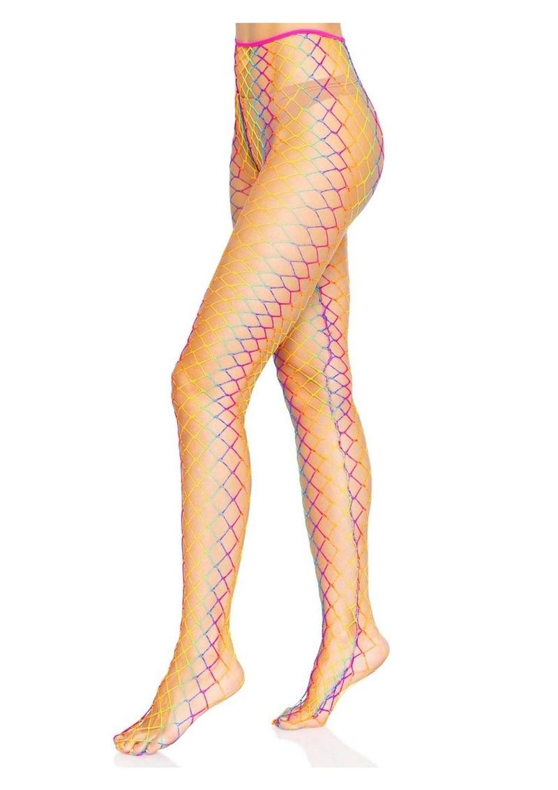 Leg Avenue Ombre Rainbow Woven Net Tight - Multicolor - One Size