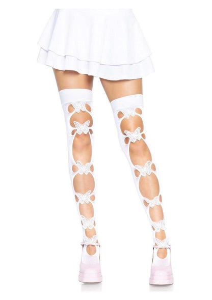 Leg Avenue Opaque Net Cut-Out Butterfly Applique Thigh Highs