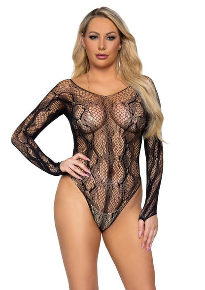 Leg Avenue Python Net Long Sleeved Bodysuit