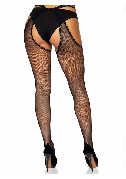 Leg Avenue Scalloped Fishnet Strappy Suspender Hose