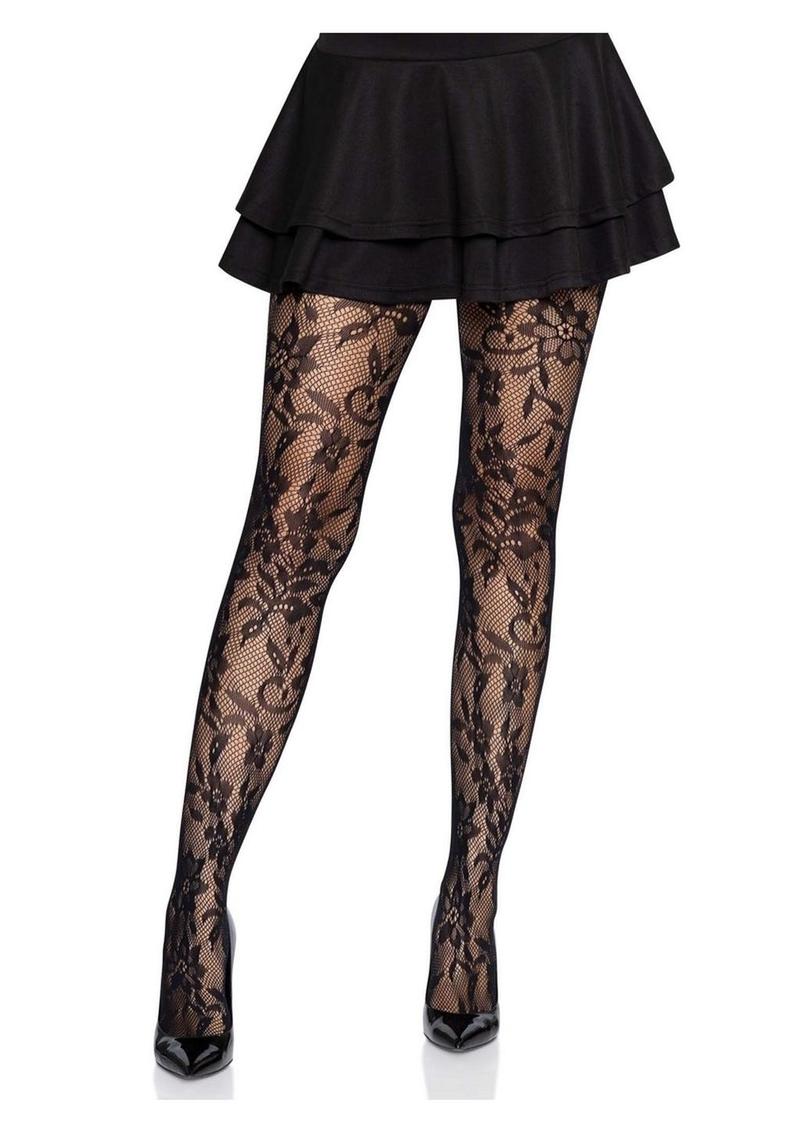 Leg Avenue Seamless Chantilly Floral Lace Tights