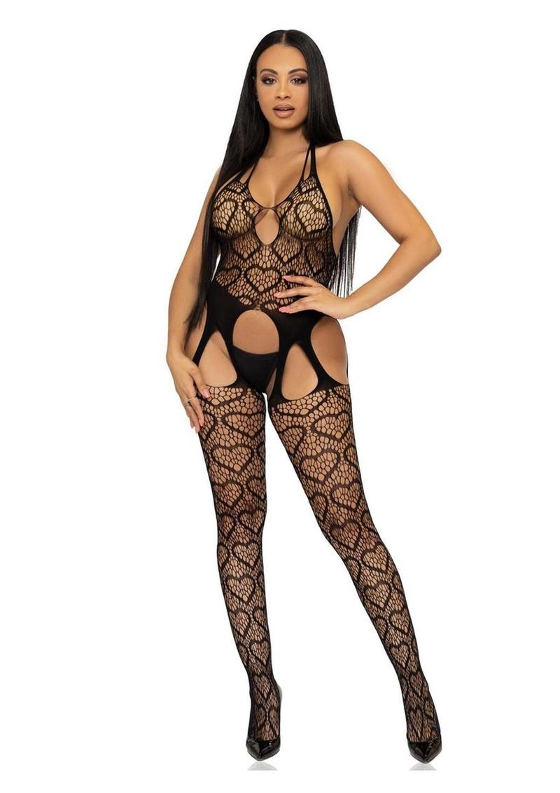 Leg Avenue Seamless Heart Net Suspender Bodystocking