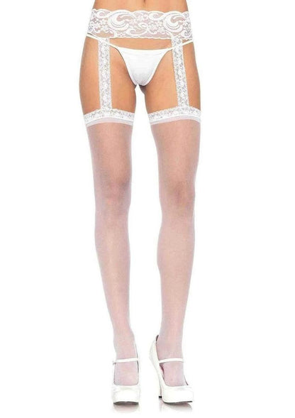 Leg Avenue Sheer Thi-Hi with Lace Garter Belt