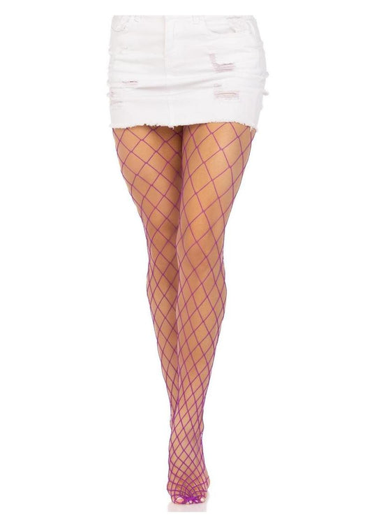 Leg Avenue Spandex Diamond Panty Hose - Purple - One Size