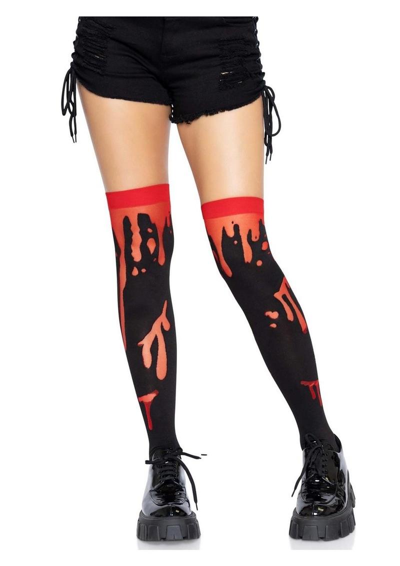 Leg Avenue Splatter Thigh Highs - Red - One Size