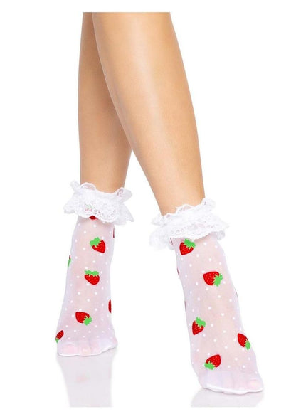 Leg Avenue Strawberry Polka Dot Ruffle Top Anklets