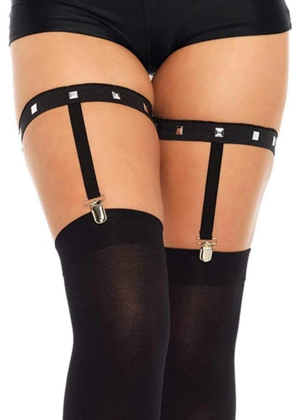 Leg Avenue Studded Elastic Garter Suspender - Black - One Size