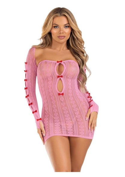 Leg Avenue Sweetheart Striped Tube Dress and Matching Shrug with Keyhole and Mini Bow Detail