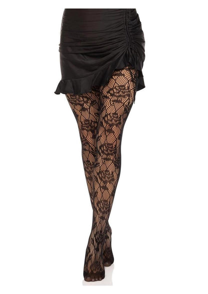 Wild Rose Net Tights - Black - One Size
