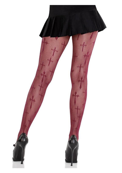 Leg Avenue Worship Me Cross Net Tights 1