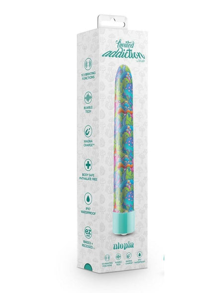 Limited Addiction Utopia Rechargeable Slimline Vibrator - Aqua/Green