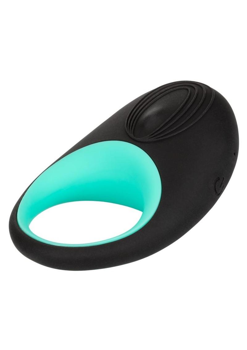 Link Up Pinnacle Vibrating Cock Ring - Black/Teal