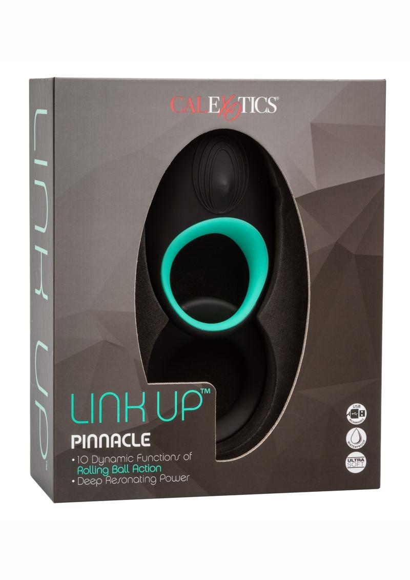 Link Up Pinnacle Vibrating Cock Ring - Black/Teal