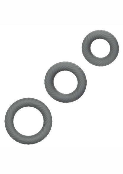 Link Up Ultra Soft Ultimate Set Silicone Cock Rings - Gray/Grey - Set Of 3