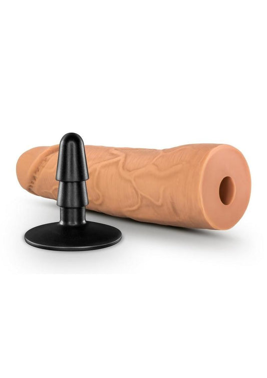 Lock On Dynamite Dildo with Suction Cup Adapter - Caramel - 7in