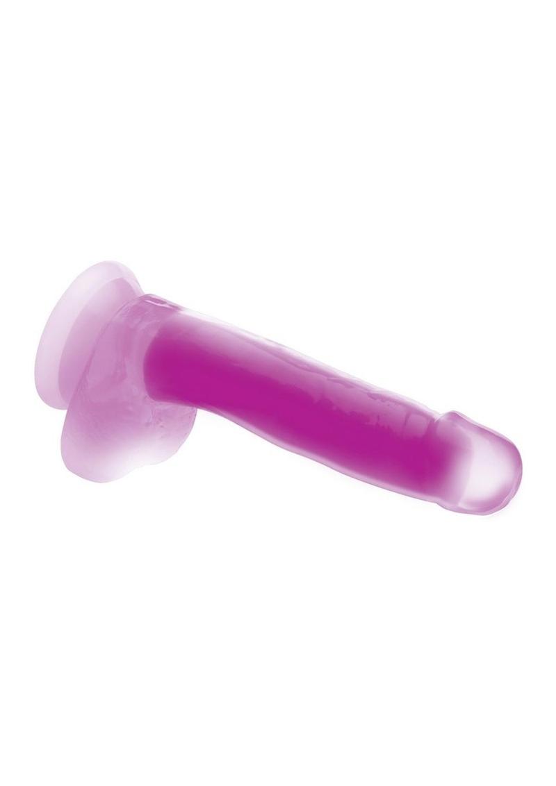 Lollicock Glow In The Dark Silicone Dildo with Balls - Glow In The Dark/Purple - 7in