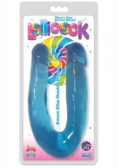 Lollicock Sweet Slim Double Dipper Double Dildo - Berry/Blue