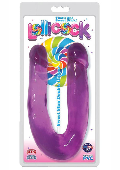 Lollicock Sweet Slim Double Dipper Double Dildo - Grape/Purple