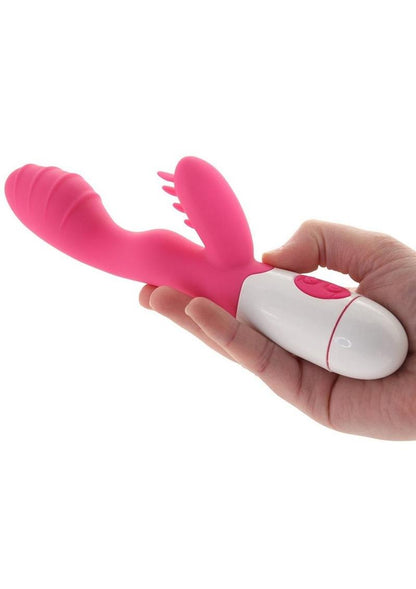 Lotus Sensual Massager #3 Silicone Rabbit Vibrator - Pink/White