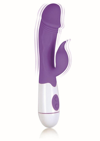 Lotus Sensual Massager #6 Silicone Rabbit Vibrator - Purple/White