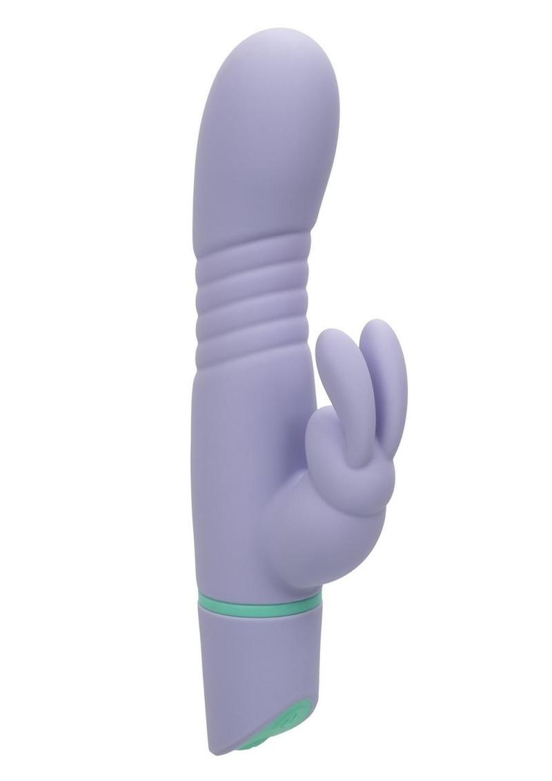 Love Bunny Thrusting Bunny Rechargeable Silicone Rabbit Vibrator - Purple/Teal