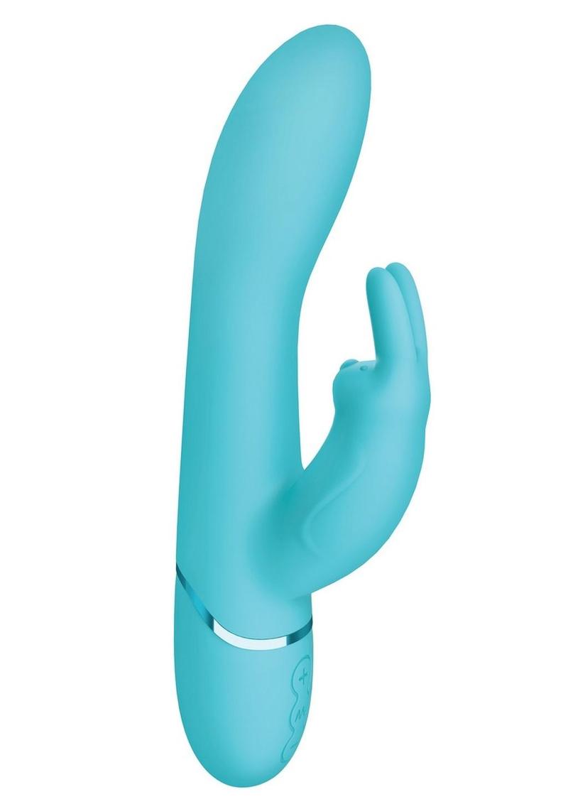 Love Distance Receive App Controlled Silicone Rechargeable Rabbit Vibrator - Teal