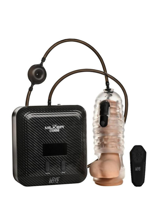Lovebotz The Milker Max Edition Rechargeable Thrusting and Vibrating Masturbator with Remote - Black