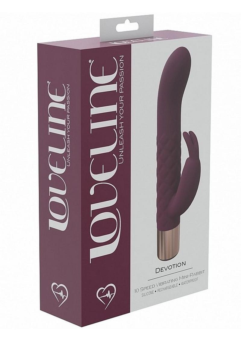 Loveline Devotion Silicone Rechargeable 10 Speed Mini Rabbit - Burgundy/Red