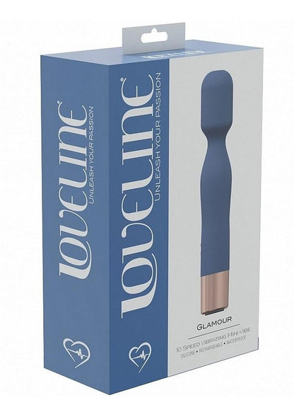 Loveline Glamour Silicone Rechargeable 10 Speed Mini Wand - Blue