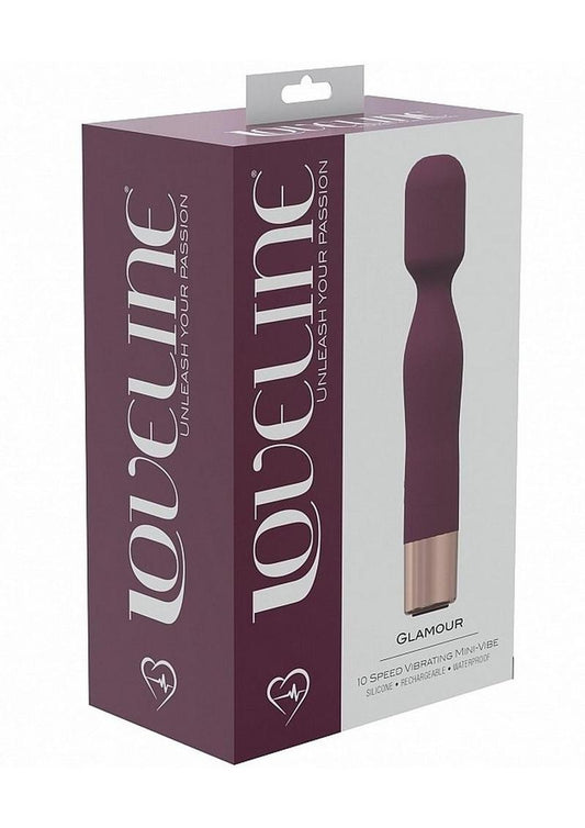 Loveline Glamour Silicone Rechargeable 10 Speed Mini Wand - Burgundy/Red