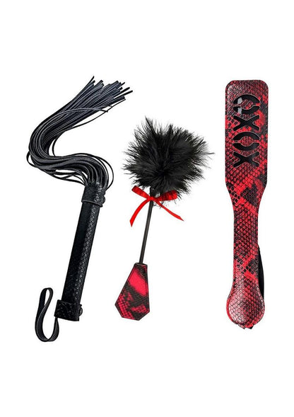 Lovers Kits Whip, Tickle and Paddle - Black/Red