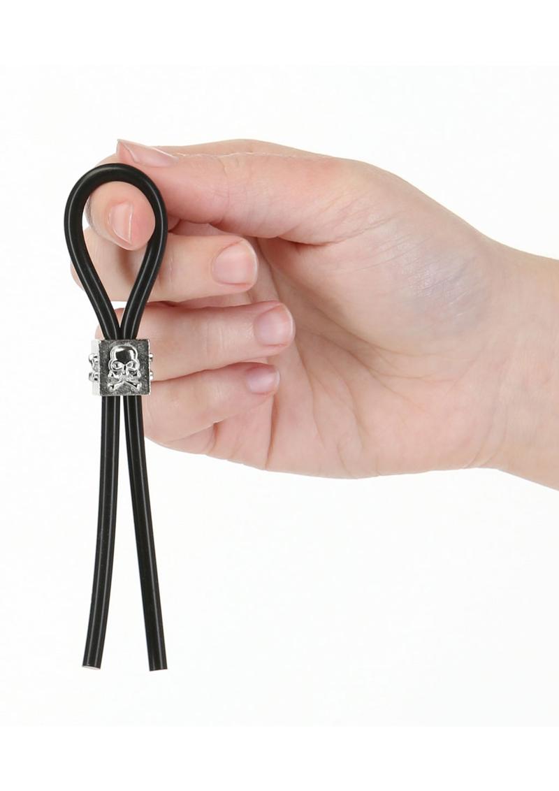 Lux Active Tether Adjustable Silicone Cock Tie - Black/Silver