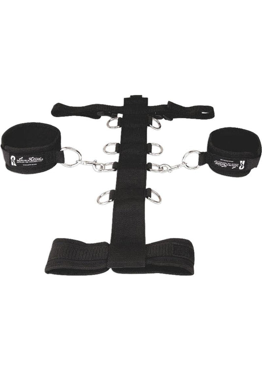 Lux Fetish Adjustable Neck and Wristraint - Black - 3 Piece Set