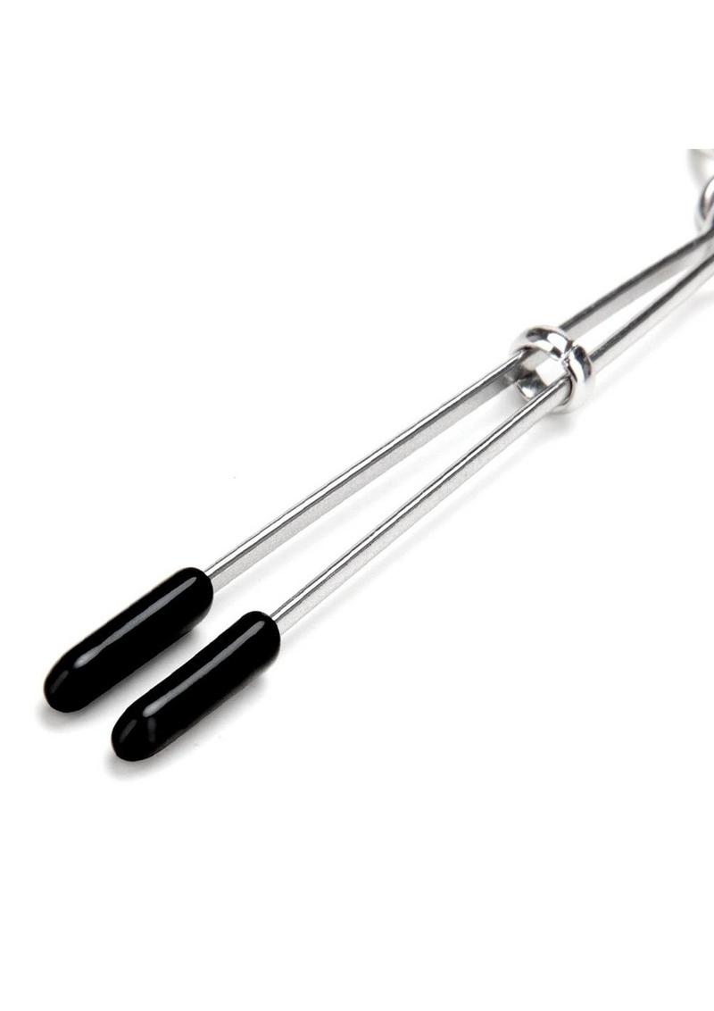 Lux Fetish Adjustable Tweezer Nipple Clips - Black