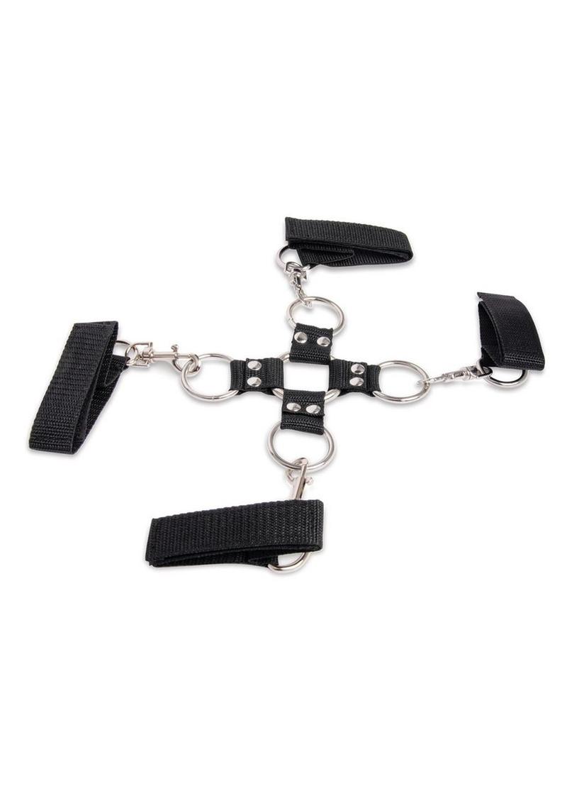 Lux Fetish Hogtie and Ball Gag Kit - Black - 7 Piece