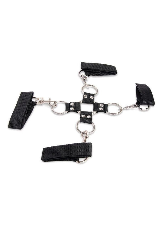 Lux Fetish Hogtie and Ball Gag Kit - Black - 7 Piece