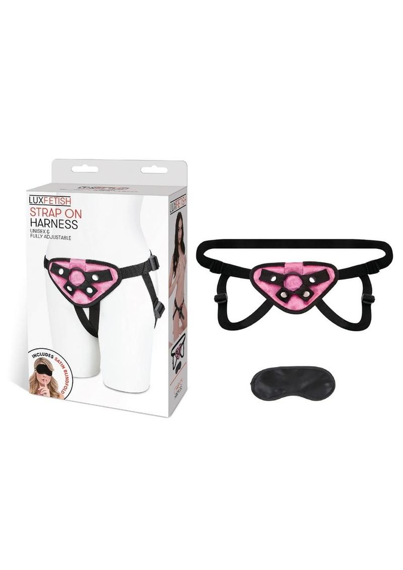 Lux Fetish Pink Velvet Strap-On Harness Adjustable - Pink